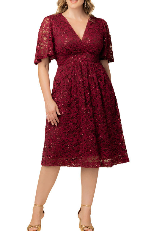 Starry Sequin Lace Cocktail Dress - Plus