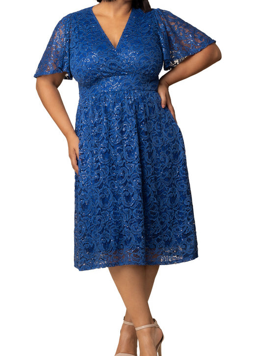 Kiyonna Plus Size Starry Sequin Lace Cocktail Dress - Pinot Noir Kiyonna Plus Size Starry Sequin Lace Cocktail Dress - Pinot Noir