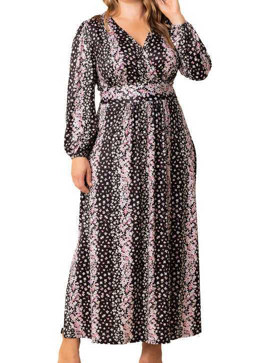 Nightshade Floral Falls Kelsey Long Sleeve Maxi Dress - Plus Nightshade Floral Falls / 2X Nightshade Floral Falls Kelsey Long Sleeve Maxi Dress - Plus Nightshade Floral Falls / 2X