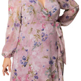 Clara Long Sleeve Wrap Dress - Plus