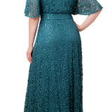 Luminous Sequin Lace Long Gown - Plus
