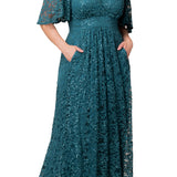 Luminous Sequin Lace Long Gown - Plus