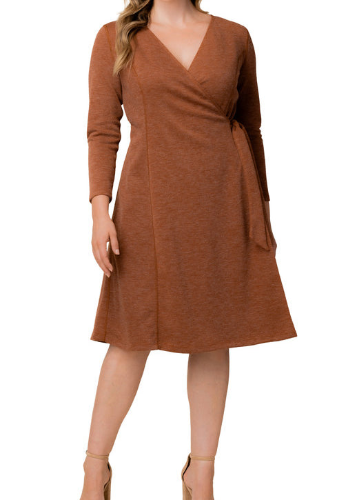London Sweater Knit Wrap Dress - Plus