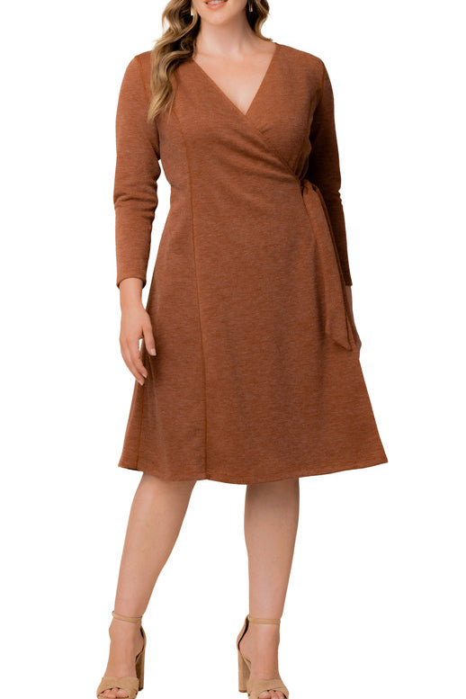 London Sweater Knit Wrap Dress - Plus
