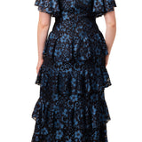 Mon Ange Tiered Lace Evening Gown - Twilight Noir - Plus