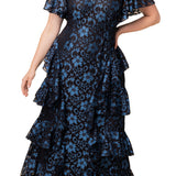 Mon Ange Tiered Lace Evening Gown - Twilight Noir - Plus