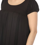 Women's Cap Sleeve Pleated Top - Black