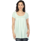 Women's Cap Sleeve Pleated Top - Aqua