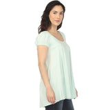 Women's Cap Sleeve Pleated Top - Aqua