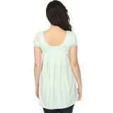Women's Cap Sleeve Pleated Top - Aqua