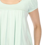 Women's Cap Sleeve Pleated Top - Aqua