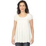 Women's Cap Sleeve Pleated Top - Off-White