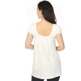 Women's Cap Sleeve Pleated Top - Off-White