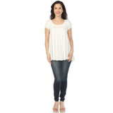 Women's Cap Sleeve Pleated Top - Off-White