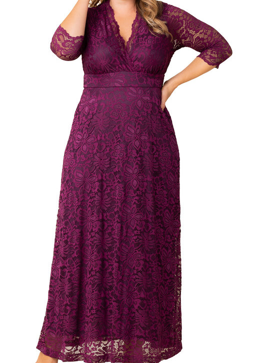 Berry Bliss Maria Lace Evening Gown - Plus Berry Bliss / 5X Berry Bliss Maria Lace Evening Gown - Plus Berry Bliss / 5X