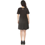 Women's V-Neck Short Sleeve Dress - Black