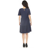 Women's V-Neck Short Sleeve Dress - Navy