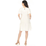 Women's V-Neck Short Sleeve Dress - Off White