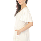 Women's V-Neck Short Sleeve Dress - Off White