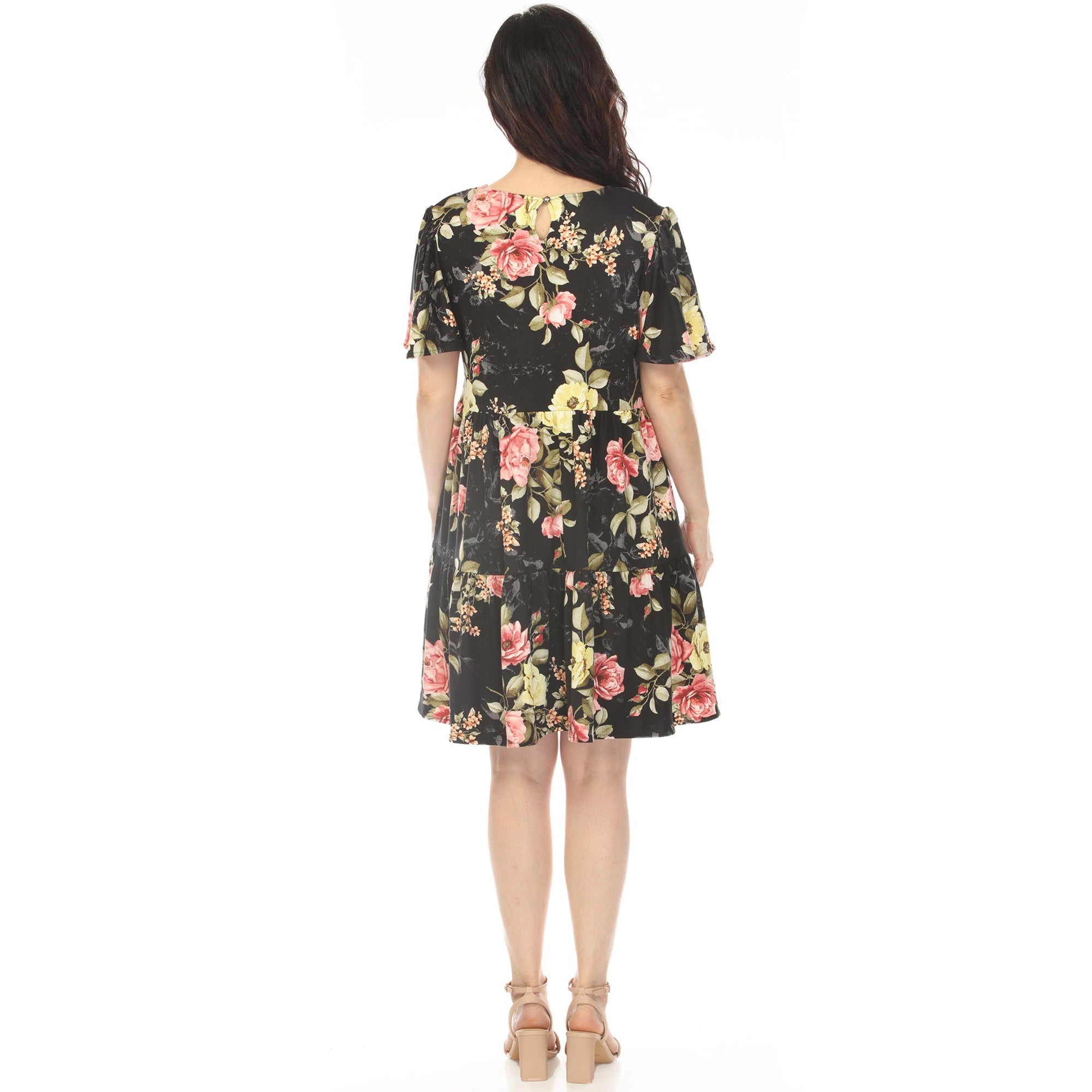 short sleeve tropical dress Women's Tiered Short Sleeve Dress - LASCANA