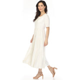 Women's Square Neck Short Sleeve Tiered Dress - Off White