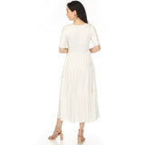 Women's Square Neck Short Sleeve Tiered Dress - Off White