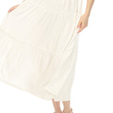 Women's Square Neck Short Sleeve Tiered Dress - Off White