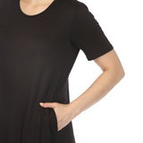 Women's Crew Neck T-Shirt Dress - Black