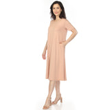 Women's Crew Neck T-Shirt Dress - Rose Gold