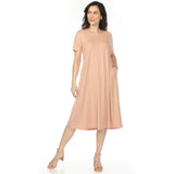Women's Crew Neck T-Shirt Dress - Rose Gold