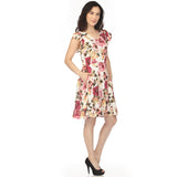 Women's V-Neck Empire Dress - Ivory Mauve