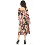 Women's Cold Shoulder 3/4 Sleeve Dress - Black