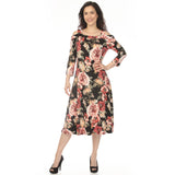 Women's Cold Shoulder 3/4 Sleeve Dress - Black