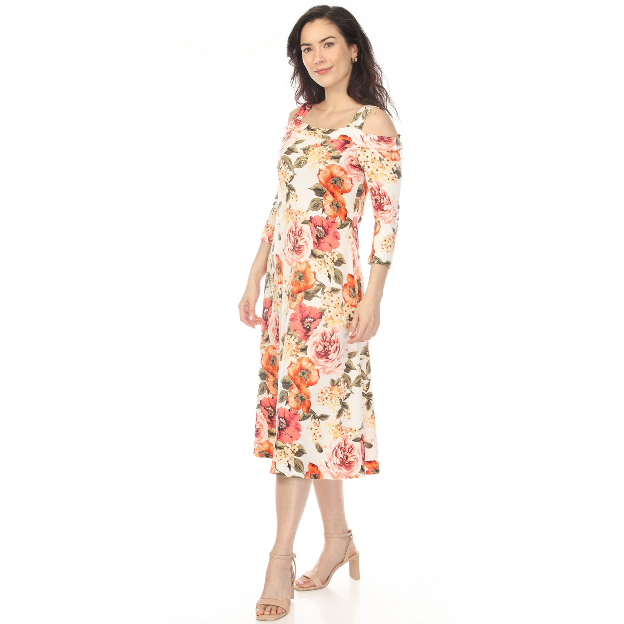 Women's Cold Shoulder 3/4 Sleeve Dress Women's Cold Shoulder 3/4 Sleeve Dress