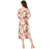 Women's Cold Shoulder 3/4 Sleeve Dress - Ivory Mauve