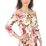 Women's Cold Shoulder 3/4 Sleeve Dress - Ivory Mauve