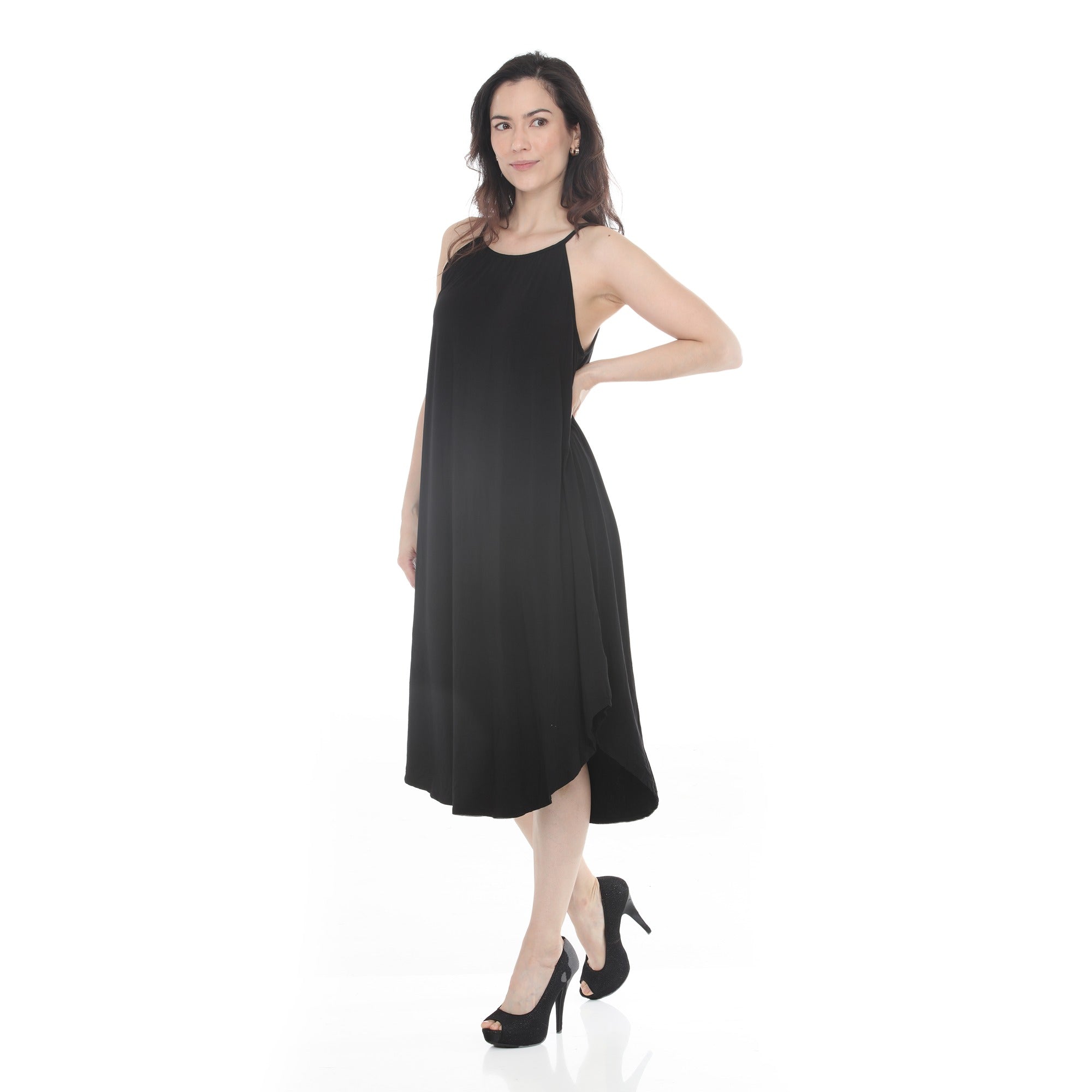 White Mark Women's Halter Neck Swing Midi Dress - Black - Size L White Mark Women's Halter Neck Swing Midi Dress - Black - Size L