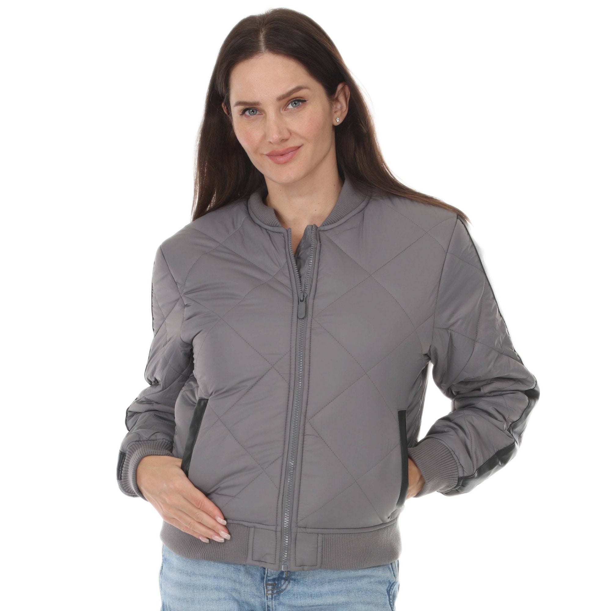 Women's Quilted Zip-Front Bomber Jacket
