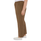 Alfred Dunner Plus Classic Signature Fit Textured Trousers with All-around Elastic Waistband Short Length