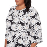 Alfred Dunner Daisy Pointed Hem Top with Necklace - Plus
