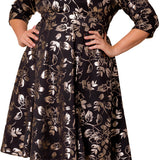 Royal Sweetheart Gilded Noir Cocktail Dress - Plus
