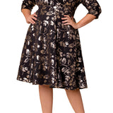Royal Sweetheart Gilded Noir Cocktail Dress - Plus