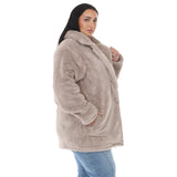 Plus Size Long Plush Button-Front Coat