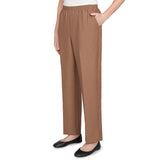 Alfred Dunner Petite Classic Signature Fit Textured Trousers with All-around Elastic Waistband Short Length