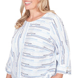 Alfred Dunner Spliced Jacquard Stripe Top - Plus