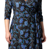 Beguiling Border Print Wrap Dress - Black - Plus