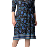 Beguiling Border Print Wrap Dress - Black - Plus