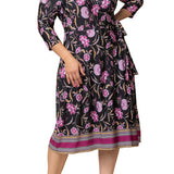 Beguiling Border Print Wrap Dress - Plus