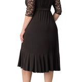 Lavish Lace Wrap Dress  -Black Noir -  Plus