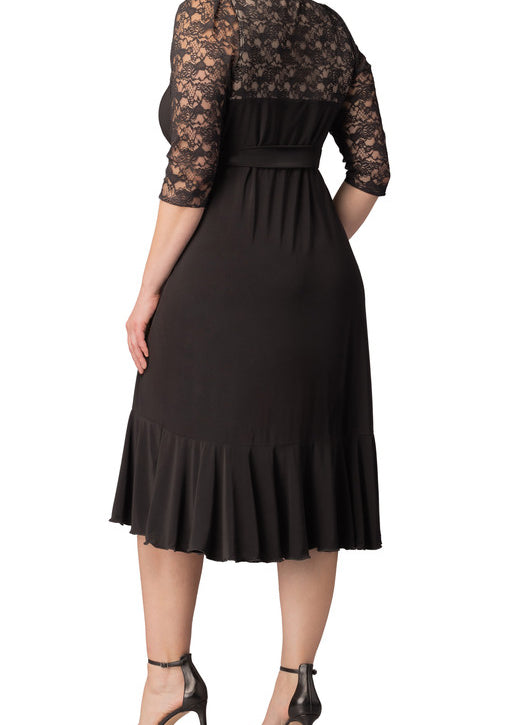 Lavish Lace Wrap Dress -Black Noir - Plus Dressbarn Lavish Lace Wrap Dress -Black Noir - Plus Dressbarn